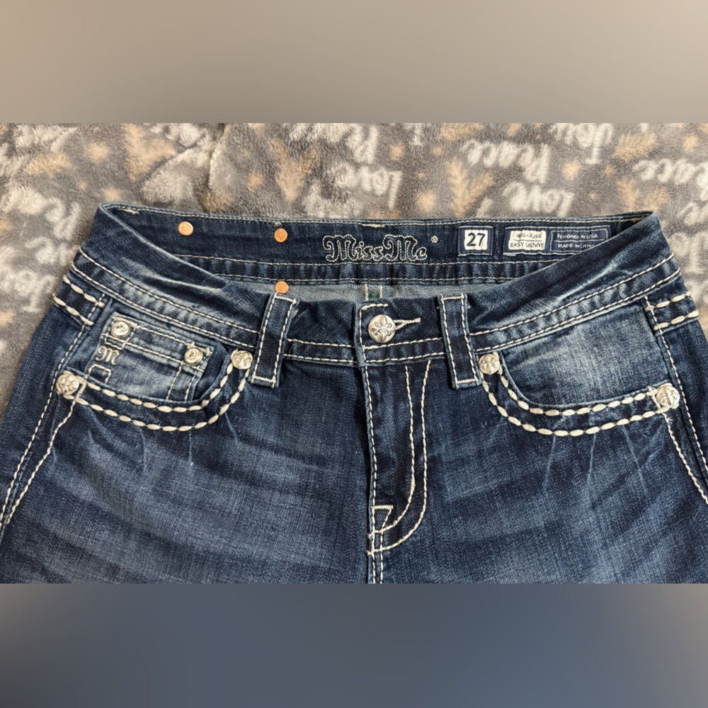 Miss Me Dark Blue skinny Jeans with Contrast Stitching